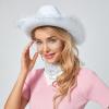 Niceyoeuk Cowgirl Hat Set with Feather Trim, Heart-Shaped Sunglasses and Scarf, 3 Pieces (White 01, One Size) view 2