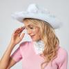 Niceyoeuk Cowgirl Hat Set with Feather Trim, Heart-Shaped Sunglasses and Scarf, 3 Pieces (White 01, One Size) view 4