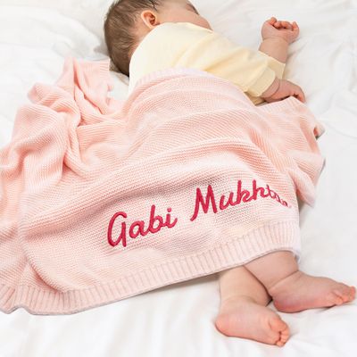TICBIK Personalized Baby Blanket with Name, Cotton Knitted Baby Blanket