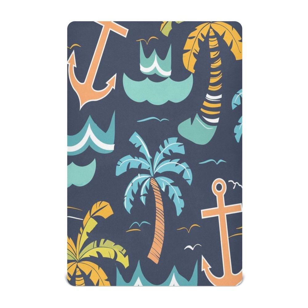 Crib Fitted Sheet with Spear Summer Beach Waves Design