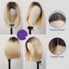 Straight Platinum Blonde Bob Lace Wig, Human Hair, Side Part view 3