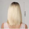 Straight Platinum Blonde Bob Lace Wig, Human Hair, Side Part view 4