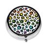 Rainbow Leopard Round Pill Case for Pocket or Handbag view 1