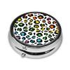 Rainbow Leopard Round Pill Case for Pocket or Handbag view 2