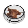 Colorful Highland Cow Pill Case, Round Pocket Pill Organizer for Handbags view 2