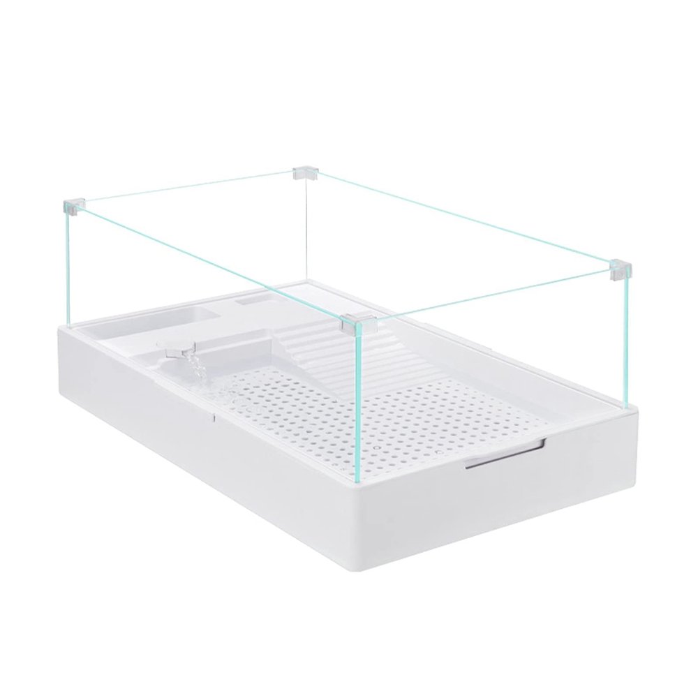 Turtle Tank with Drainage, Ultra-White Glass