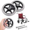 2 Front Wheels for Manual Wheelchairs, 6 in, Solid Rubber, Gray view 3