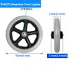 2 Front Wheels for Manual Wheelchairs, 6 in, Solid Rubber, Gray view 4