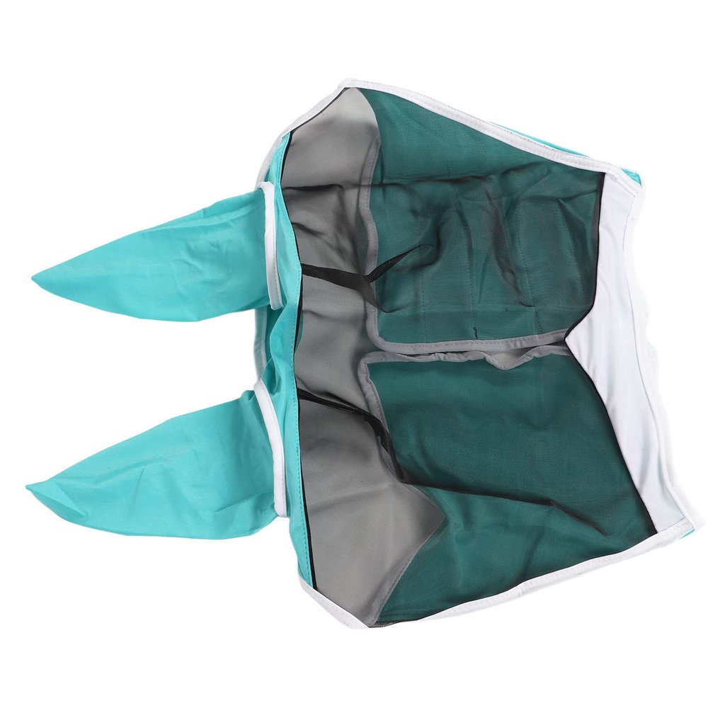 Horse Fly Mask with Ears, UV-Protection Mesh, Removable, Blue-Green