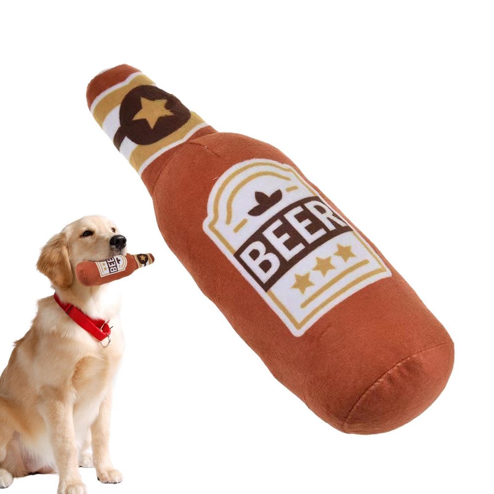 Fukamou Squeaky Dog Toy, Wine Bottle Chew Toy for Dogs