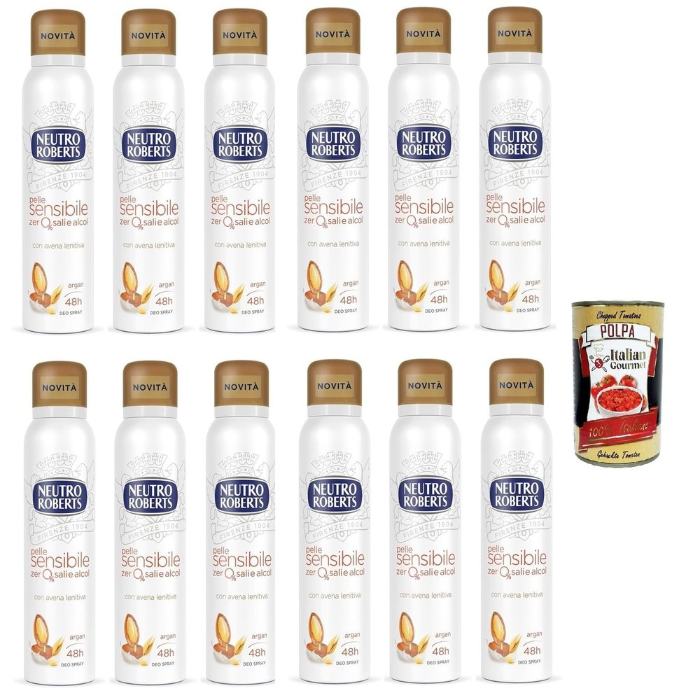 Italian Gourmet Oat Deodorant Spray for Sensitive Skin, 48-Hour, 12 x 150 ml