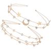 SKISUNO Delicate Metal Headbands, 2-Piece Set with Gold-Tone Stars and Crystals view 1