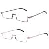 Amorays 2-Pair Foldable Metal Reading Glasses with Hard Case, Blue-Light Blocking, for Women and Men, 1166, Dark Gray + Light Gray, +1.75 view 2