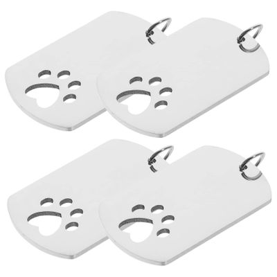 ORFOFE Paw-Shaped Dog Tags for Pet Identification, 4-Pack Stainless Steel Engraving Tags, Personalized Puppy Tags for Bags