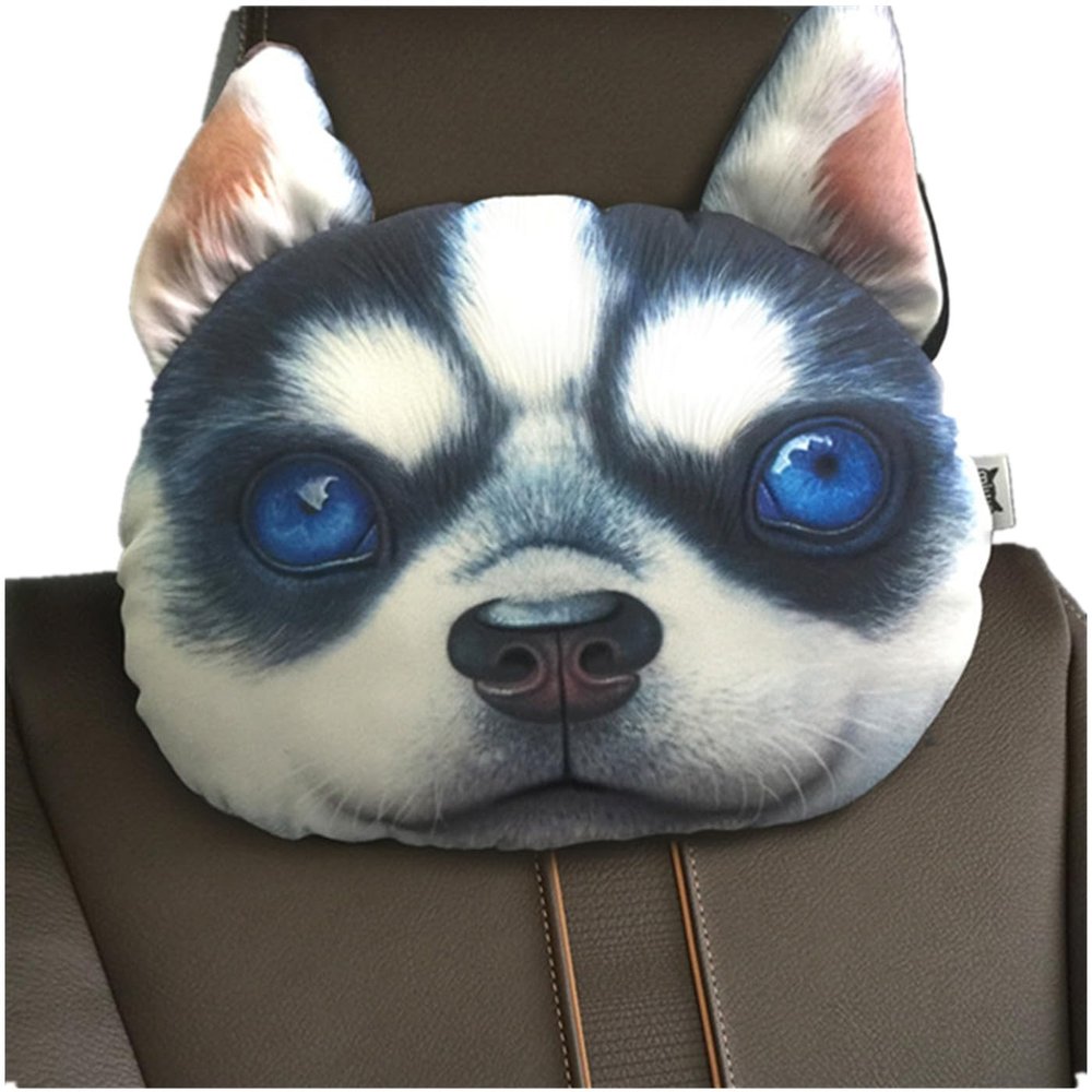 LPEIJIE Car Neck Pillow, Funny Siberian Husky Travel Pillow for Car Seat Headrest