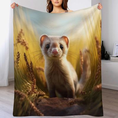 Mink-Pattern Cozy Blanket, Warm Fleece/Flannel Throw, 140 x 180 cm