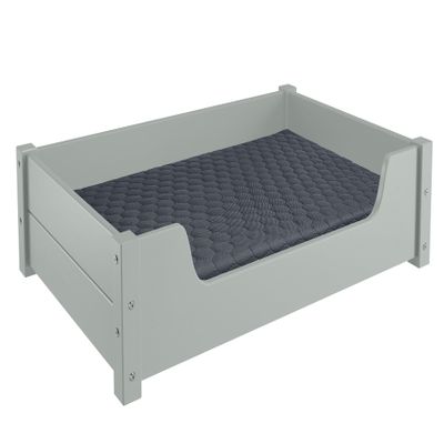 Erst-Holz Cozy Pet Bed 80 x 50 cm, Gray Pine V-30.32-G-80x50, with Roll Slat Base and Mattress