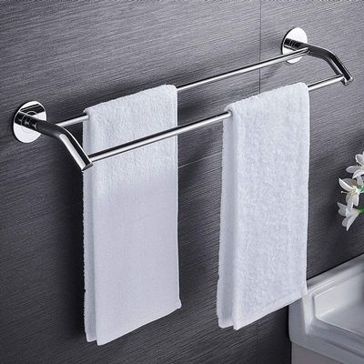Wall-Mounted Stainless Steel Double Towel Rack, No-Drill, 52 cm