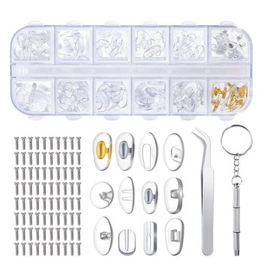 Rordigo Nose Pads for Glasses, Soft Silicone Gelatin-Type Nose Pads with Air Chamber, Replacement Set for Screw-Mount Glasses
