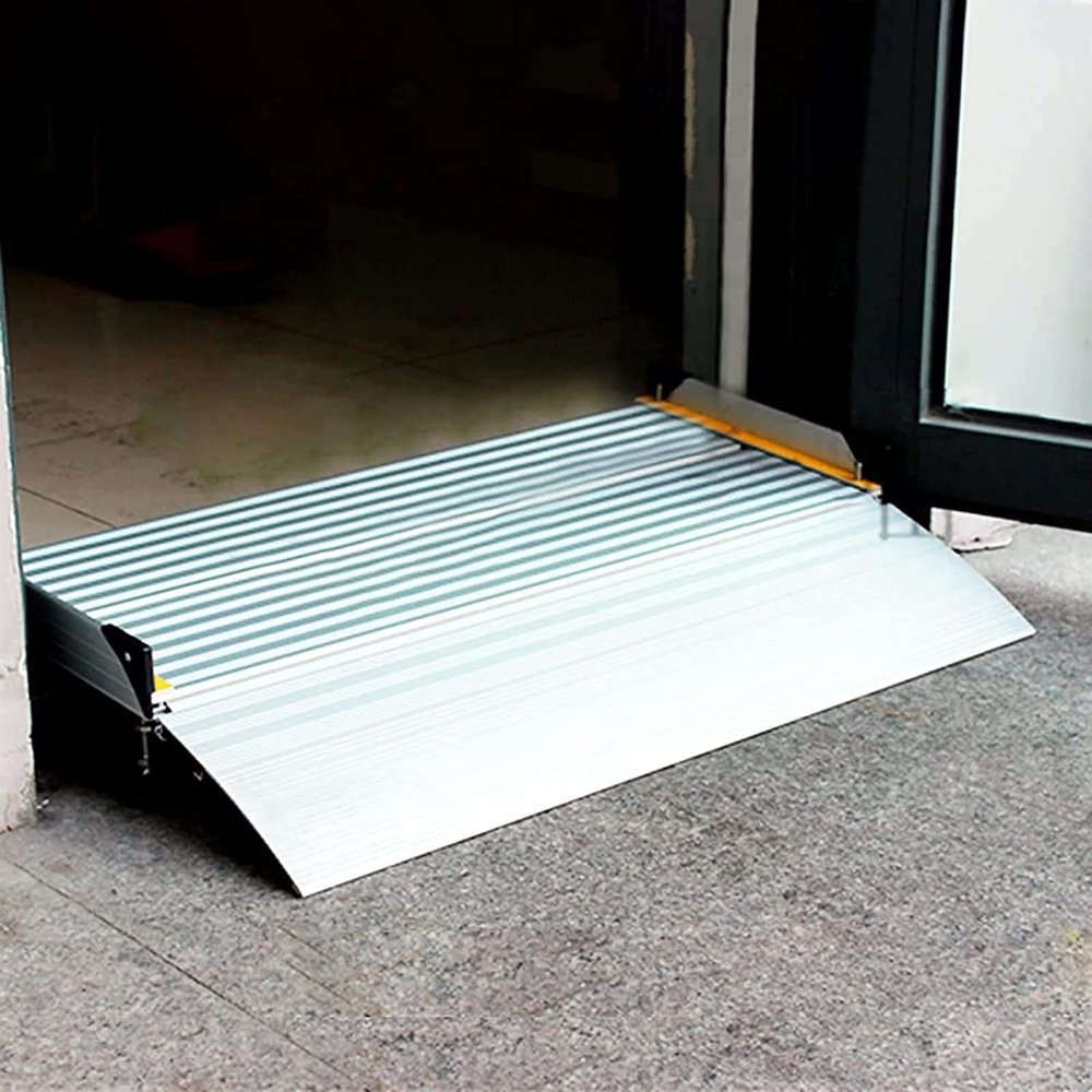 Threshold Ramp, Aluminum Doorway Ramp, Non-Slip, 70 x 74 x 6 cm