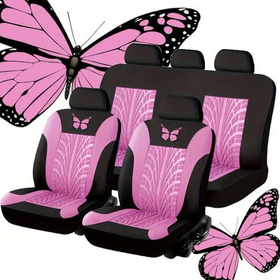 NURCIX Car Seat Cover Set, Compatible with Mercedes-Benz S-Class 2021–2023 W223, 5 Seats, Complete Set, 2-Pink