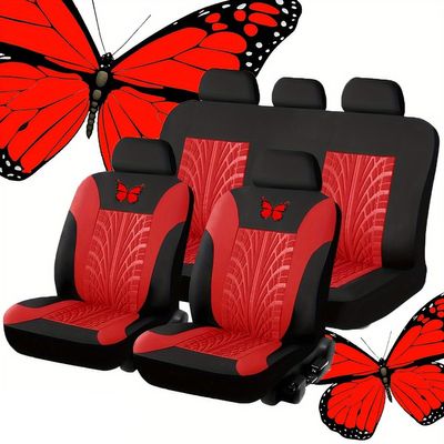 NURCIX Car Seat Cover Set, Compatible with Jaguar I-PACE, Complete Set, 1-Red