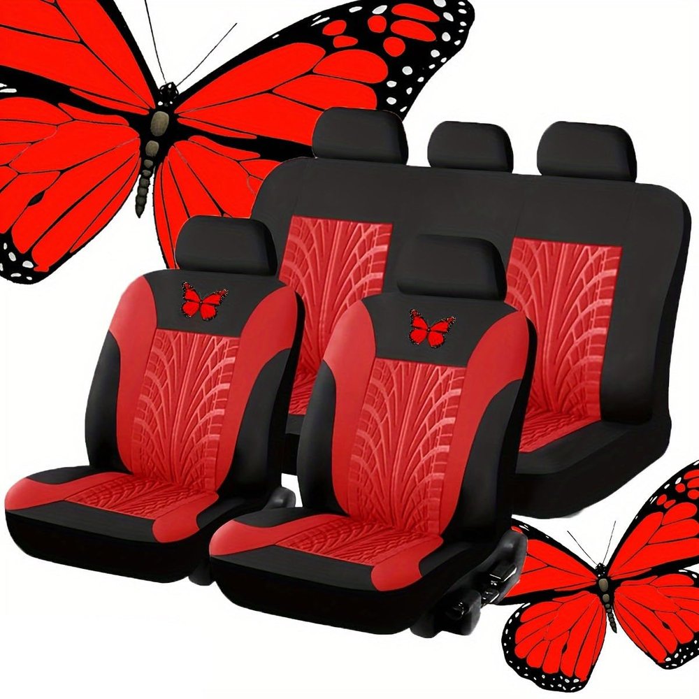 NURCIX Car Seat Cover Set, Compatible with Jaguar I-PACE, Complete Set, 1-Red