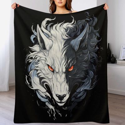 PAZZK Wolf Fleece Blanket, Extra-Soft Cozy Flannel Throw, 60 x 80 in