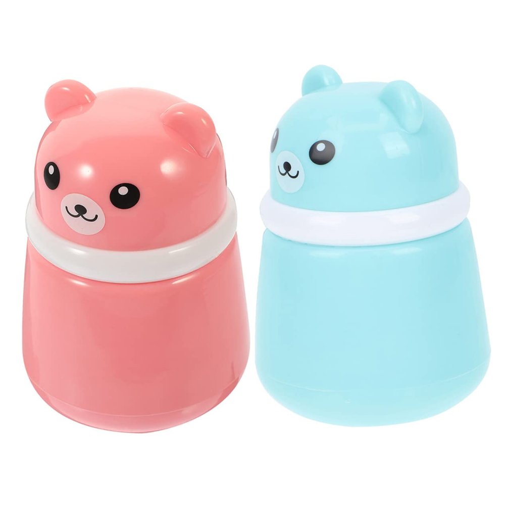 2-Pack Baby Powder Containers with Bear Motif for Home and Travel