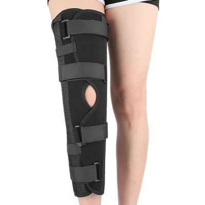 Paopaoldm Knee Immobilizer, Full-Leg Support, Aluminum Alloy, Straight Knee Brace