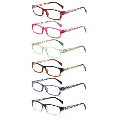 COJWIS 6-Pack Blue Light Filter Reading Glasses for Women, Spring Hinges, Anti-Glare UV Reader Glasses (Multicolor-3, 1.50, x)
