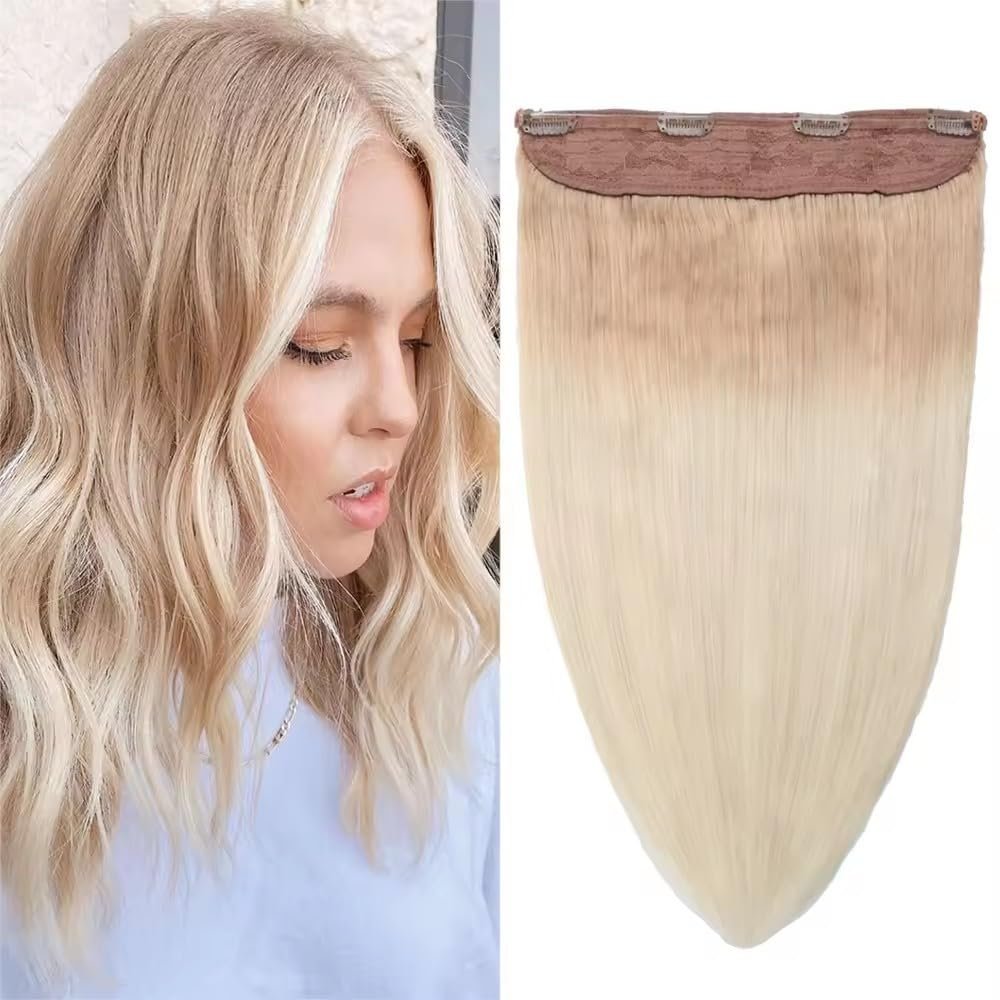 Long Straight Graduated Light One-Piece 100 g Natural Hair Extensions for Women, Clip-In Hairpiece, Shiny Color (16 Inches, 100 g)