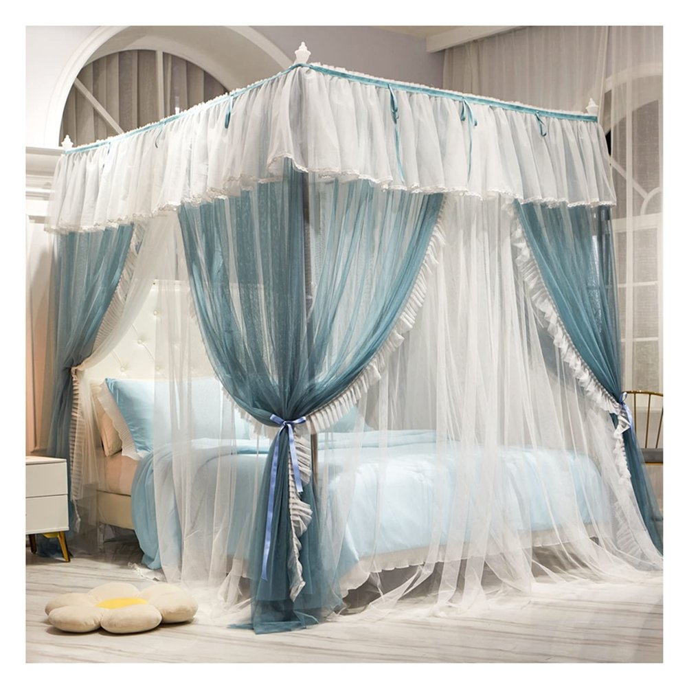 Luxury Decorative 4-Poster Bed Canopy with Breathable Mosquito Net