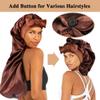 1 + 3 Long Satin Bonnets with Hair Ties for Women, Double-Layer, Large, Braided Bonnet with Tie, E-Coffee, One Size view 3