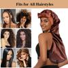1 + 3 Long Satin Bonnets with Hair Ties for Women, Double-Layer, Large, Braided Bonnet with Tie, E-Coffee, One Size view 4