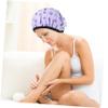 Purple 2-Layer Patterned Shower Cap for Women with Satin Lining view 4