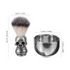 Stainless Steel Shaving Bowl and Brush Set, Silver view 3