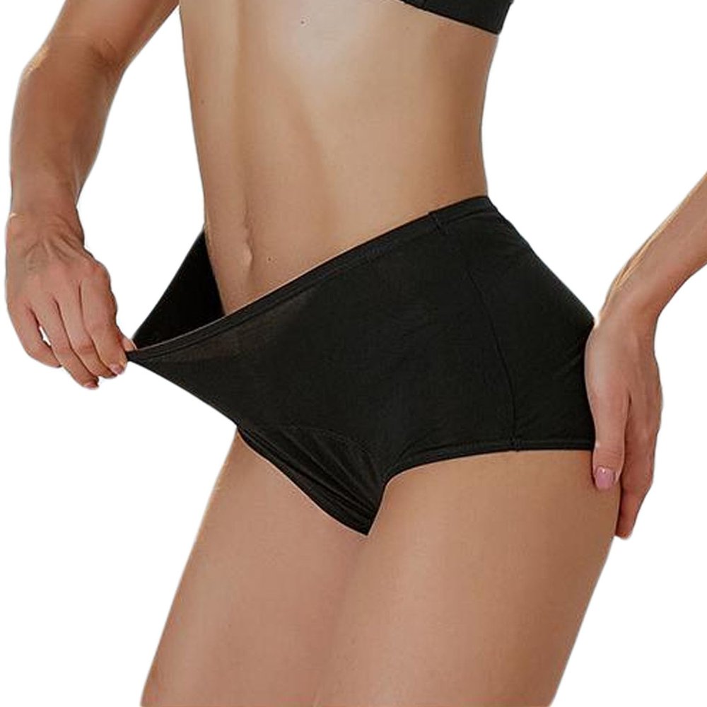 CSGTUO Reusable Incontinence Underwear for Women, 4-Layer Breathable Leakproof High-Waisted Panties, L, Black
