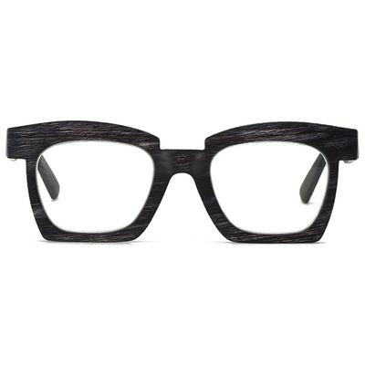 Lanomi Stylish Reading Glasses for Women and Men, Rectangular Transparent Plastic Frames, HD Square Readers, Black, +1.0