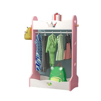 Solid Wood Coat Rack, Kids’ Room, Floor-Standing Clothes Rack, Multifunctional Storage Shelf with Hooks, B, 104 × 30 × 40 cm, Made in China