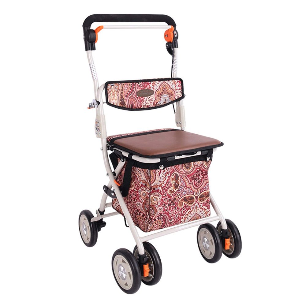 Rollator Walker with Seat - Height-Adjustable, Lightweight & Foldable for Seniors - Padded Seat, Carry Basket, Locking Brakes
