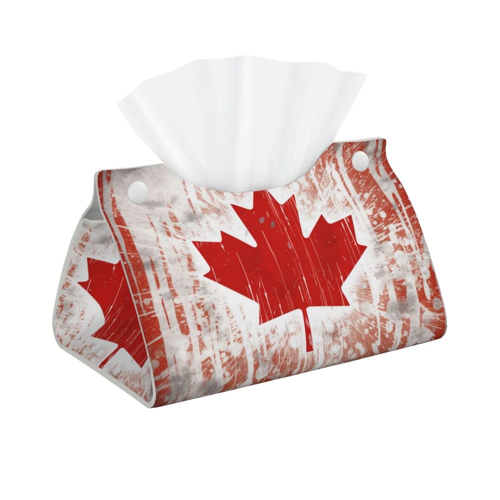 Printed Canada Flag Tissue Box Cover, Stylish PVC Leather Holder for Home, Hotel, Car, and Office