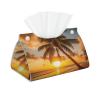 Printed Tropical Beach Tissue Box Cover with Palm Tree and Sunset, Stylish Leather Tissue Holder for Home, Hotel, Car, and Office view 1