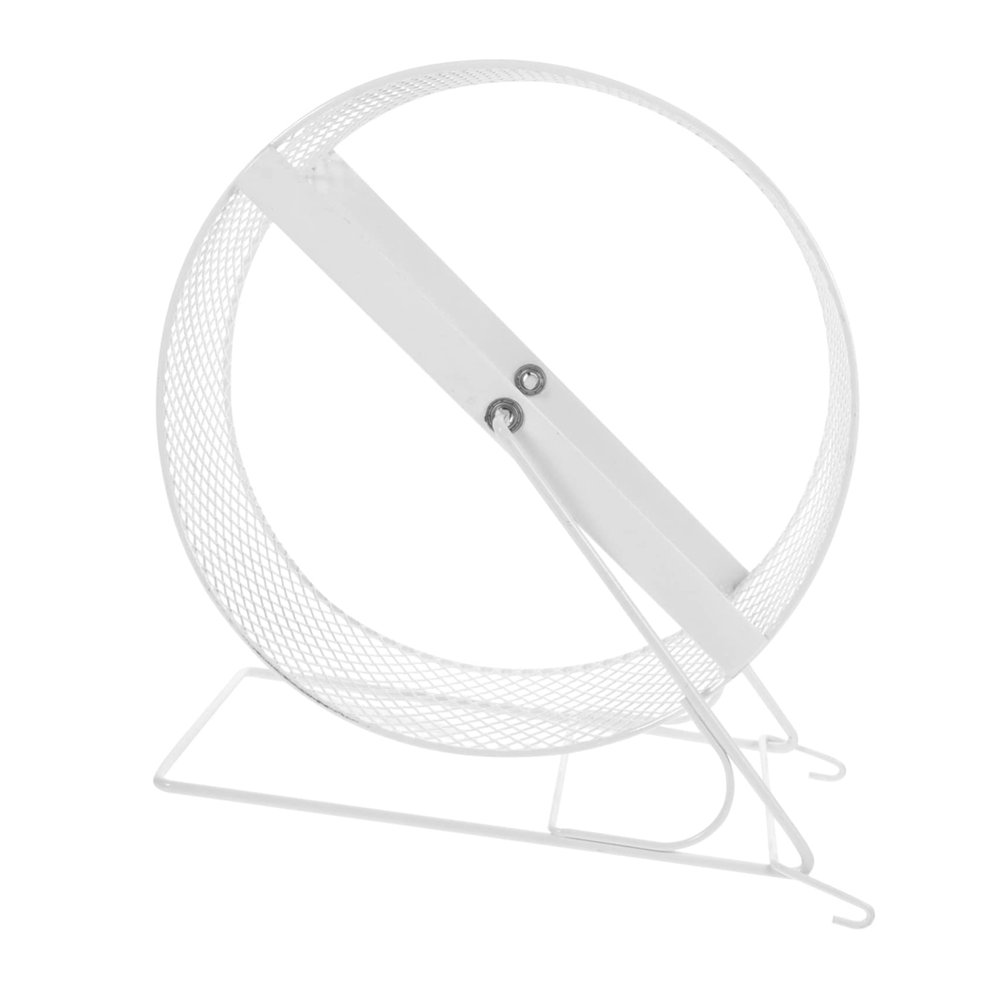 WOONEKY Quiet White Iron Hamster Wheel with Non-Slip Surface