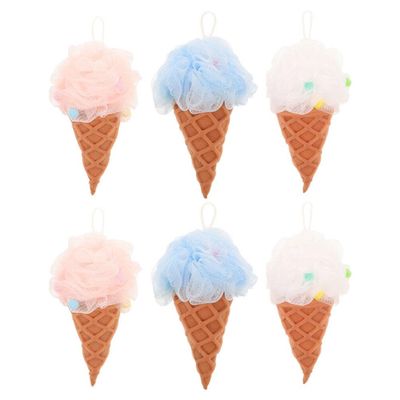 6 Ice Cream-Shaped PE Shower Sponges