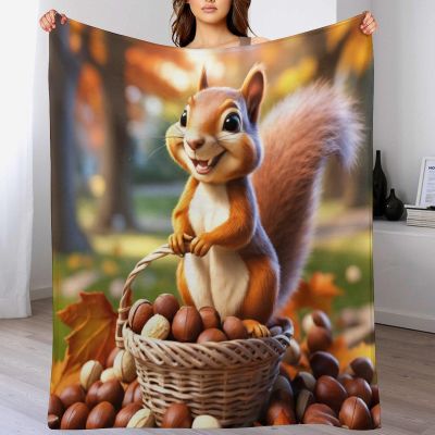 Squirrel Blanket, Cozy Couch Throw, Warm Super-Soft Fleece Blanket 130 x 180 cm