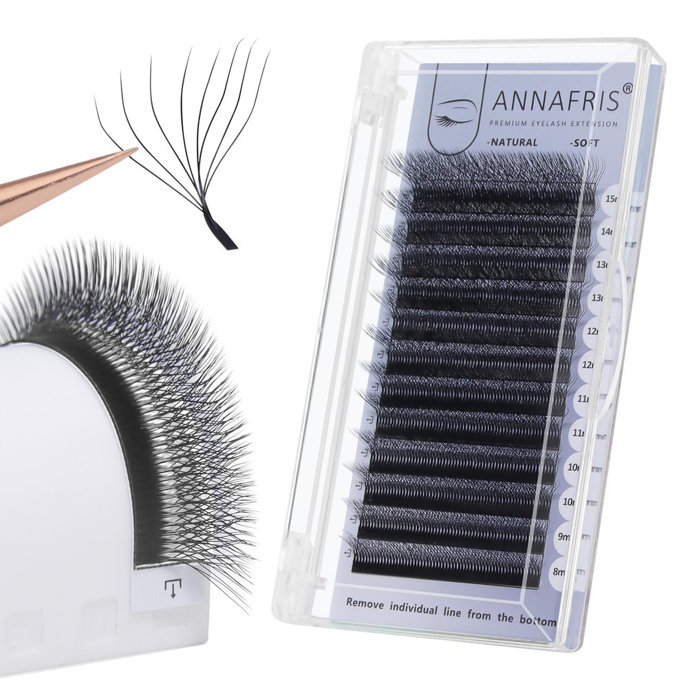 ANNAFRIS 8D W Premade Fan Eyelash Extensions, 0.07 C, 8–15 mm