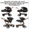 Reenborn PU Leather 3-in-1 Stroller, Reversible Seat, Aluminum Frame, One-Click Fold, High Landscape, 518 Khaki view 4
