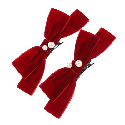 Beatifufu 2-Pack Red Velvet Hair Bow Clips with Large Bows