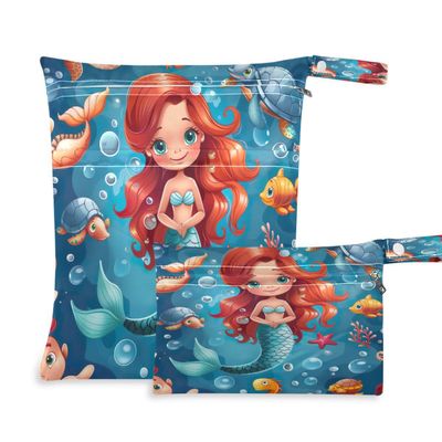 JUMBEAR Cartoon Mermaid Wet Bag Set, 2 Pieces